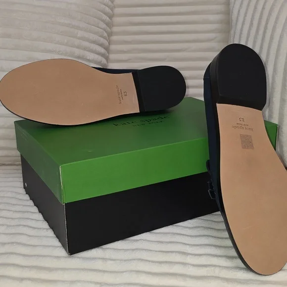 Kate Spade Dark Blue Loafers with Gold Accent - Picture 3 of 3